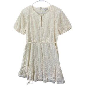 Madewell Dress Women’s‎ White Eyelet Tassel Tie Mini Cotton Lined Summer Size 4